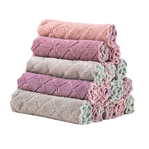 FONDOTIN 15Piezas Paquete de Paños de Cocina Reutilizables Doble Cara Absorbentes y Eficaces Limpieza Toallas de Microfibra Lavado
