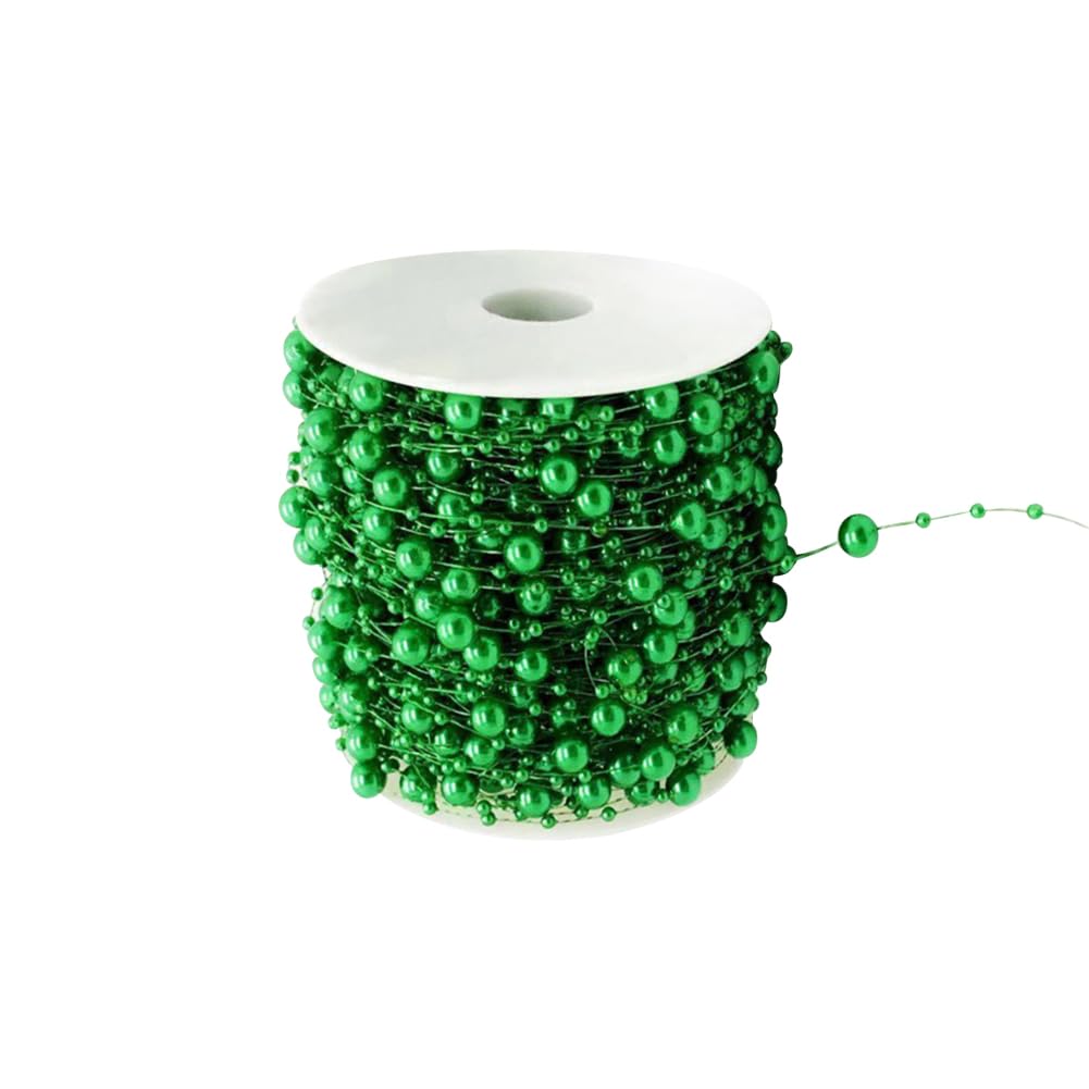 Hugede Dark Green 30M Christmas Pearl Beads Garland & Strands - Faux Pearl, Plastic Bead Chains For Xmas Tree Decorations In Green