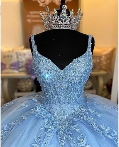 Luxurious Quinceanera Dresses Spaghetti Straps Ball Gowns 3D Floral Prom Dresses Sweet 16 Party Dresses4
