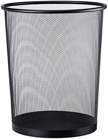 St@llion Black Metal Mesh Wastebasket Circular Rubbish Bin for Office Home Paper Bin