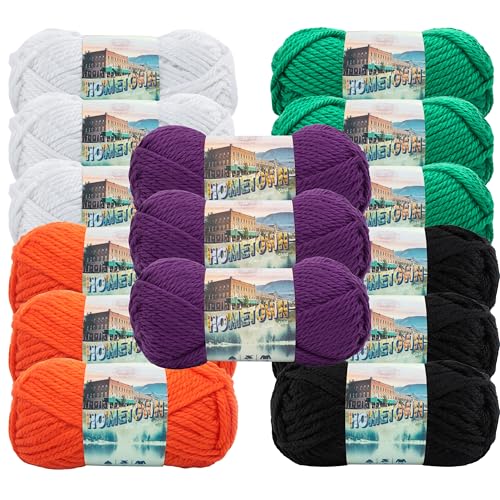 Image of Lion Brand Yarn, Hometown Super Bulky Yarn, Modern Halloween Pack, 15 Skeins
