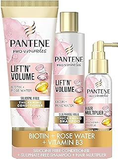 Pantene Volume Sulfate Free Shampoo and Conditioner Set + Leave-In Treatment, Sulfate Free Shampoo, Conditioner & Thickening Treatment, Gifts for Women 225ml/275ml/100ml