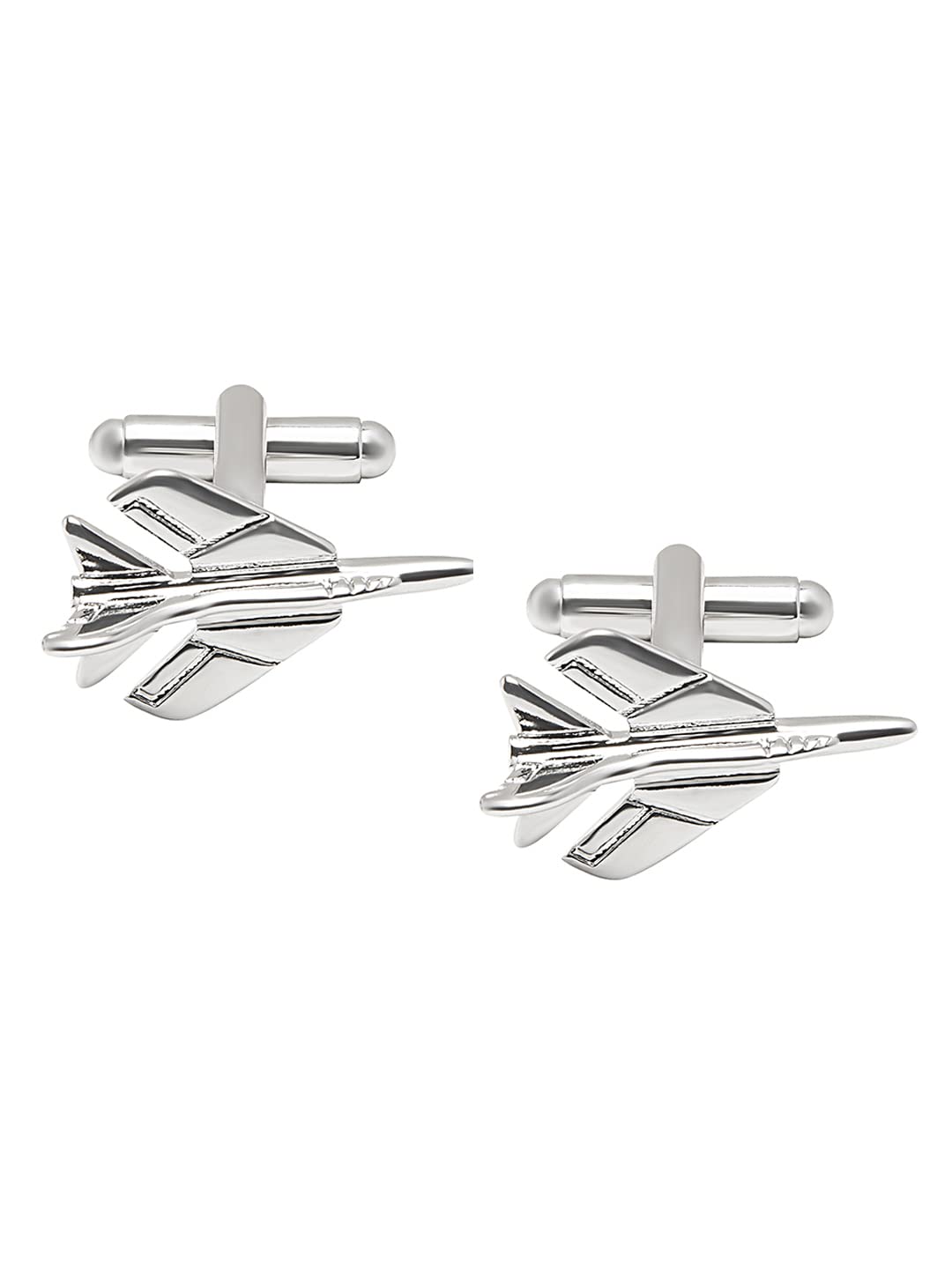 Shining Jewel - By ShivanshShining Jewel Elegant Fancy and Designer Silver Plated Fighter Aeroplane Jet Design Cufflinks For Men (SJ_7195)