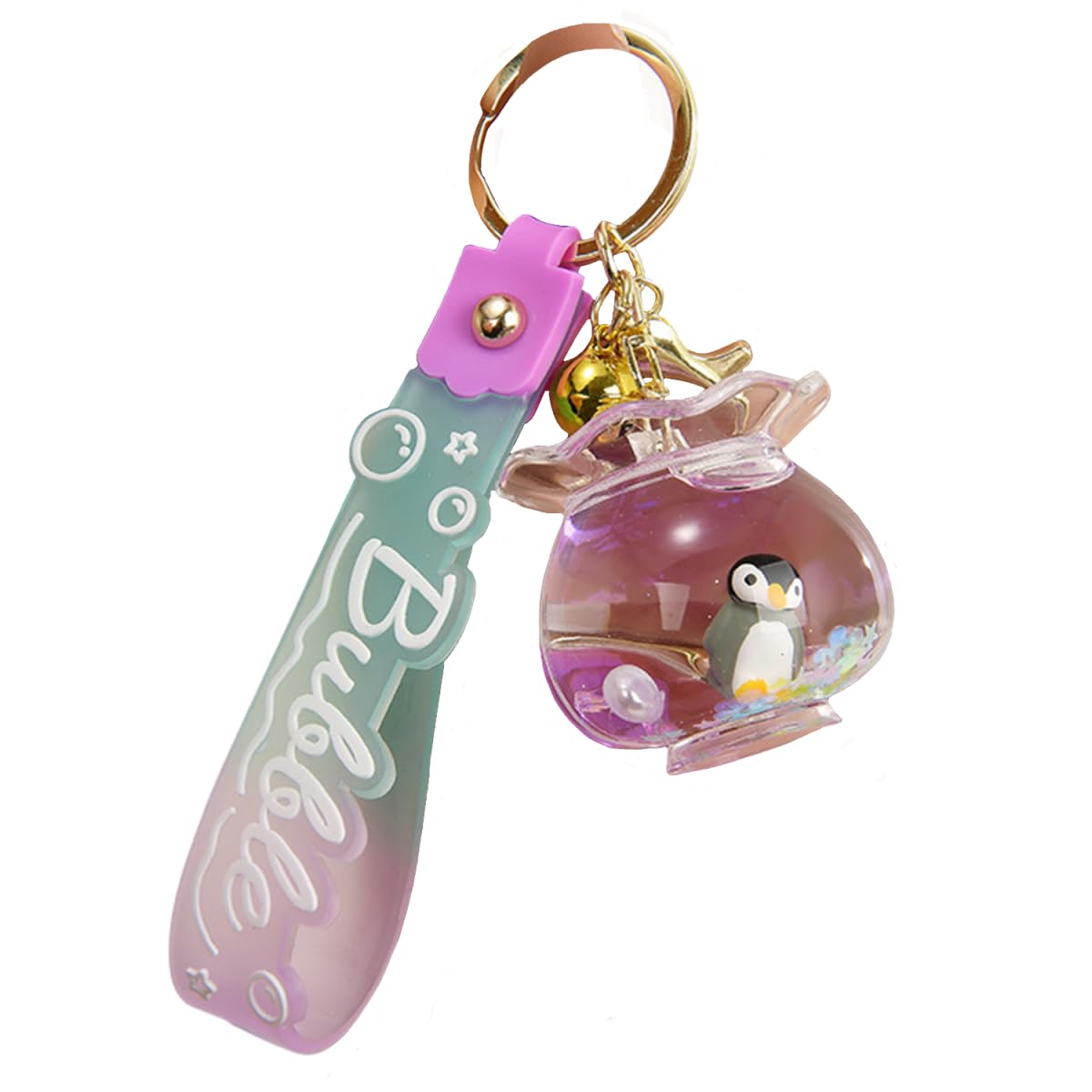 ZDHC Cute Fish Bowl Floating Ocean Animal Keychain Creative Liquid Quicksand Keyring Car Keys Bag Pendant for Women Men