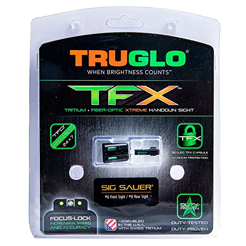 Image of TRUGLO TFX Handgun Sight | Durable Shock-Resistant Compact Brightly Glowing Tritium & Fiber-Optic Xtreme Day /Night Sight for Handguns