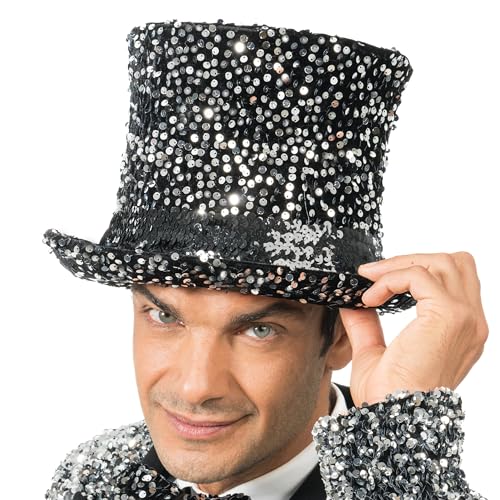 Chaks - Cappello a cilindro con paillettes, copricapo per adulti,...