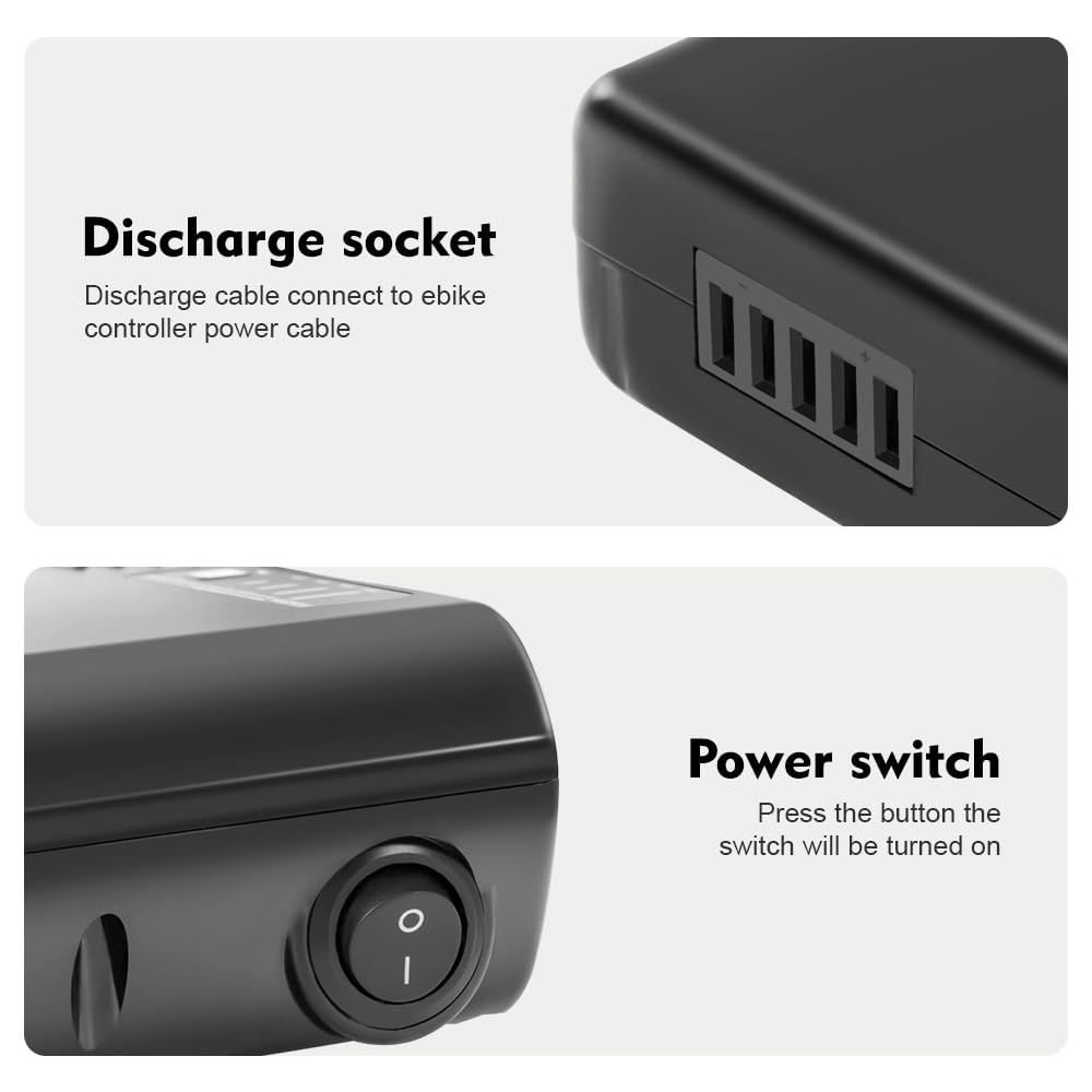 E-Bike 36V 10,4/14Ah Li-ION Batteriede Remplacement de Vélo Electrique XH370-10J PortaPower pour e-Bikes Ansmann, Phylion, MiFa, Zündapp, Rehberg (36V 14Ah Batterie sans Chargeur)