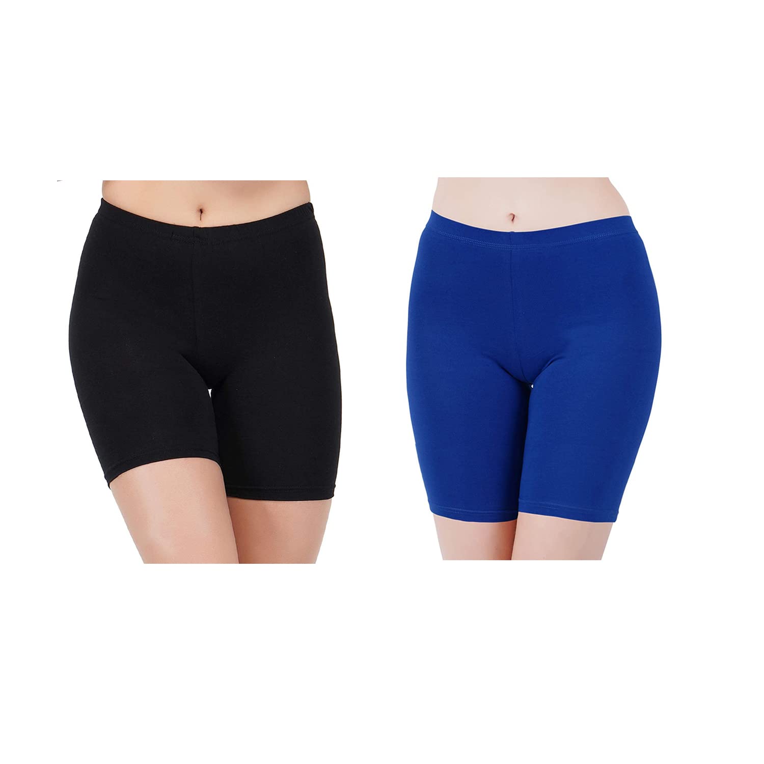 Cotton Lycra Tight Fit Stretchable Cycling Shorts Womens | Shorties for Active wear/Exercise/Workout/Yoga/Gym/Cycle/Running (Pack of 2)A1-image-33
