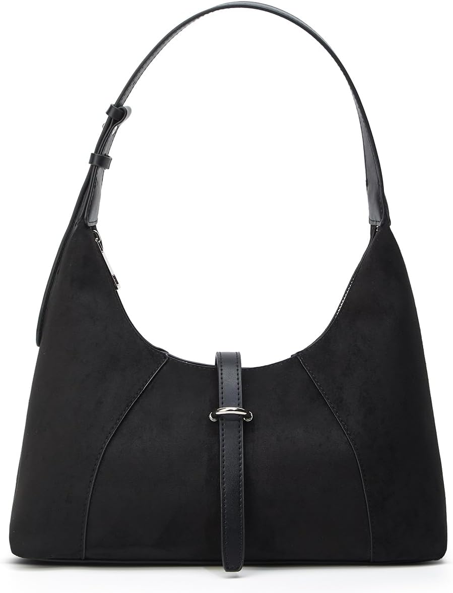 Womens Vintage Faux Suede Shoulder Bag Trendy Dumpling Crossbody Handbag Small Leather Tote Purse Commuter Satchels