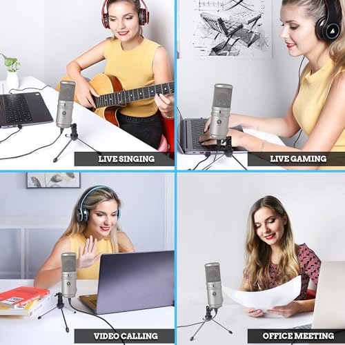 Image of Superlux E205U USB Condenser Microphone - Champagne Silver, Super-Cardioid, 20 Hz-20 kHz, Plug-and-Play for Podcasting, Home Studio, Streaming & Voice-Over