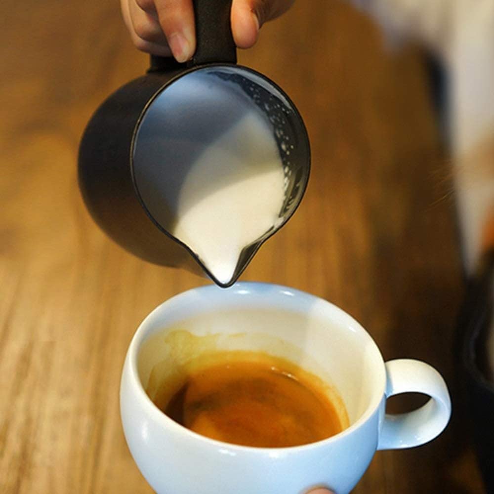 jarra de leche, Jarra for espumar leche for cafetera, taza de acero inoxidable, jarra, jarras, for, humeante, for espresso