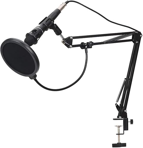 マイクスタンド アーム 卓上 コンデンサーマイク用 マイクアーム ショックマウント ポップガード 伸縮 金属製 カラオケに適し