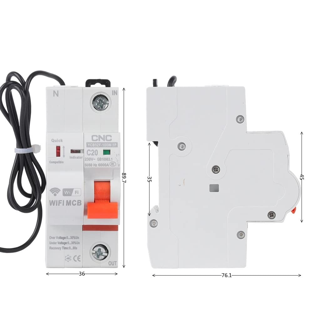 Disyuntor,Interruptor AutomáTico MagnetotéRmico 100W 1P WiFi Disyuntor inteligente Protección contra cortocircuitos Temporizado Interruptor de recierre Control remoto(16A)