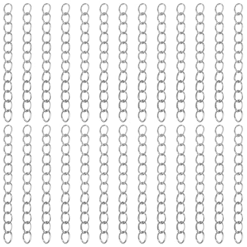 100 PCS Extender Chain for Jewelry Making Silver Necklace Extenders Removable Bracelet Extender Chains Extension Tails for Necklace Bracelet Anklets Key Chain