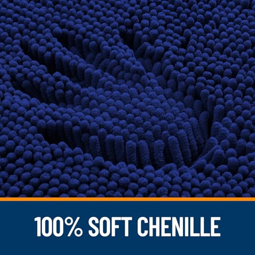 Image of OLANLY Bathroom Rugs Sets 2 Piece, Soft Absorbent Chenille Bath Mats and U-Shaped Contour Toilet Rug, Non-Slip, Machine Washable Bath Carpet, Home Decor Accessories(36 inchx24 inch+24 inchx20 inch, Navy)