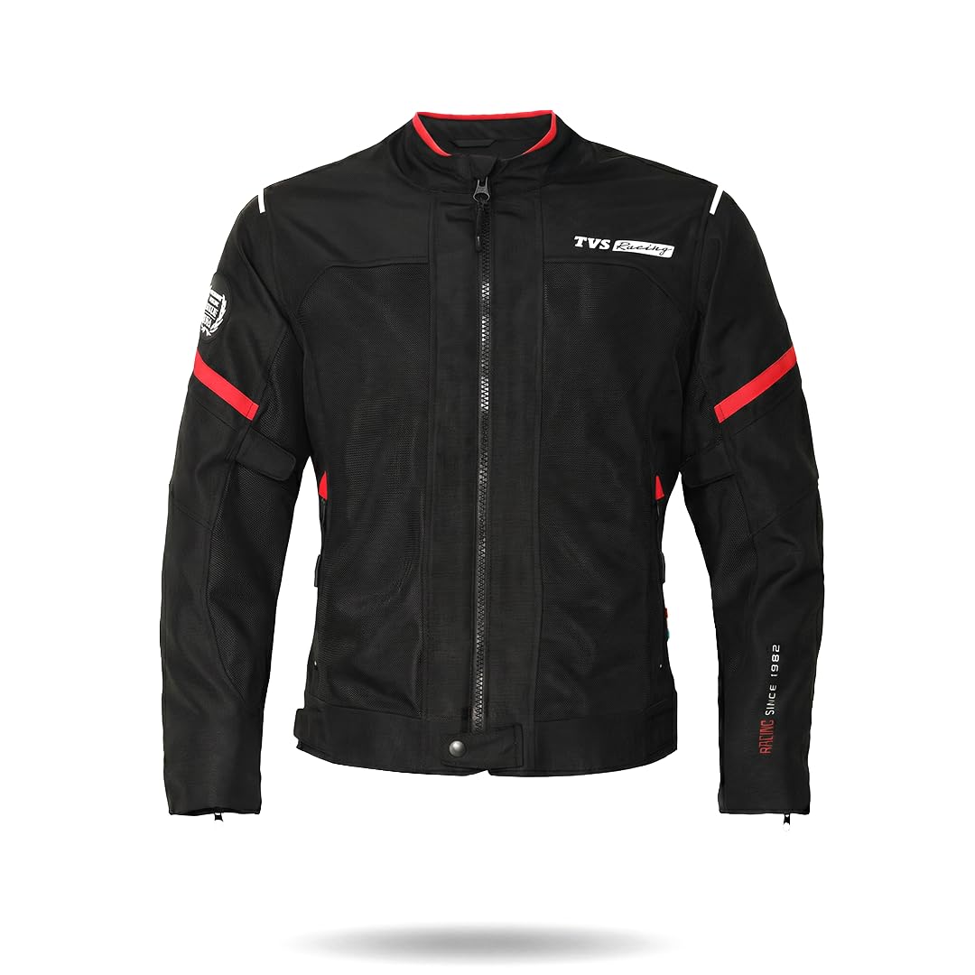TVS Racing Tech-Core Road Jacket for Men | CE2 armour <5kN at Shoulders Elbows and Back | 600D Chassis | 310gsm Vent Mesh | High-Vis Reflective Tech| YKK zippers-image-8