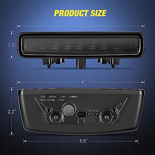 Image of Nilight Third Brake Light Tail High Mount Stop Lights Replacement for 2018-2026 Wrangler JL Accessories LED lamp with Smoked Lens Black Housing