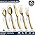 GDYCYC Silverware set, 20 Pieces Golden Hammered Stainless Steel Flatware Sets for 4, Knifes Forks and Spoons Black silverware set, Home Kitchen and party Cutlery Sets, Dishwasher Safe