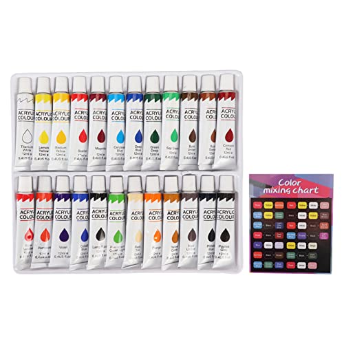 24 Color Gouache Paint, Strong Covering Power Acrylic Paint Set with Color Card for Students