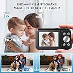 Digital Camera, Bofypoo FHD 1080P 44MP Kids Camera with 32GB Card, 16X Zoom Point and Shoot Digital Camera with Fill Light, Anti-Shake Compact Vlogging Camera for Teens Boys Girls (Black) - Image 2