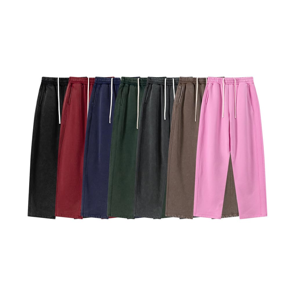 Pantaloni della tuta casual in pile per gli uomini pantaloni vintage lavati con acido vestiti con coulisse pantaloni larghi atletici