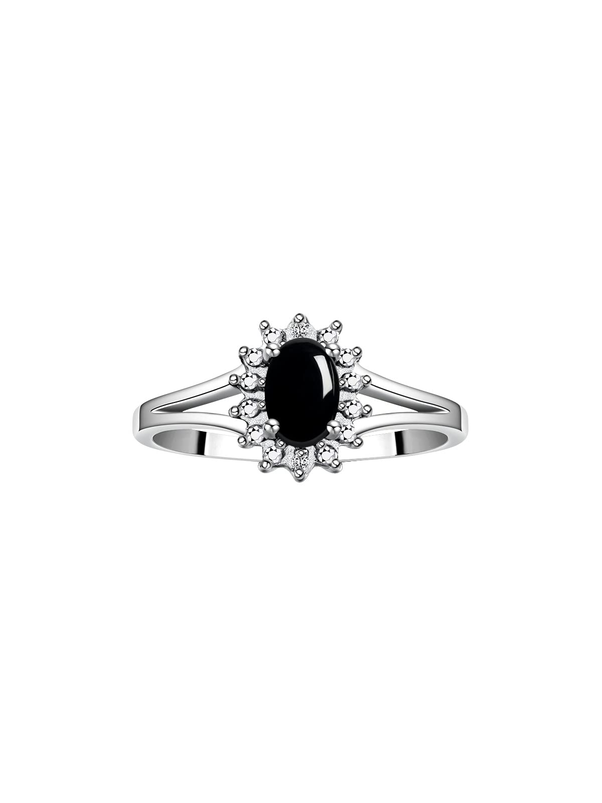 Rylos Halo Ring: Diamond Birthstone with 6X4MM Oval Gemstone - Women's Jewelry in Sterling Silver - Stunning Diamond Ring Sizes 5-10