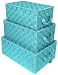 Sorbus Storage Box Woven Basket Bin Container Tote Cube Organizer Set Stackable Storage Basket Woven Strap Shelf Organizer Built-in Carry Handles (Woven Lid Baskets - Aqua)