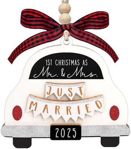 First Christmas Married Ornament 2025, Our First Christmas As Mr and Mrs Christmas Ornament - Bridal Shower Gift, Marriage Gifts, Wedding Gifts for Couples, Gift for Newlyweds