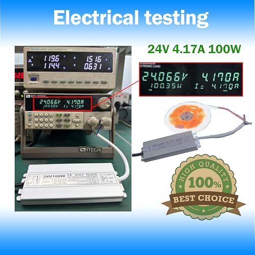 Image of Led Driver 24V Led Transformer 100W IP67 Waterproof Power Supply Ultra Thin 0.78in 100-277V AC to 24Vdc Low Voltage Transformers with 3-Prong Plug 3.3 Feet Cable Indoor Outdoor LED Light