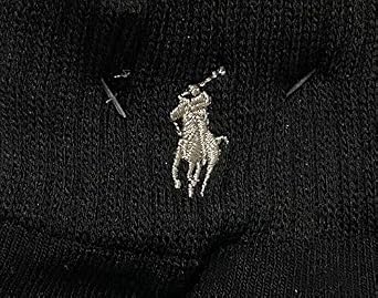 Ralph Lauren Polo Classic Sport 6 Pack half Cushioned sole Men's Socks (Black with Silver Horse)