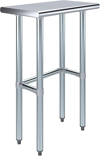 Mesa de trabajo de acero inoxidable de base abierta de 14 x 24 pulgadas  Residencial y comercial  Preparación de alimentos  Estación de trabajo