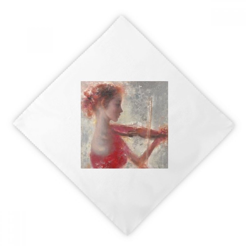 Servilletas de tela blanca para almuerzo con estampado de pintura al óleo