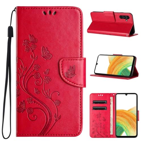 Étui clapet Samsung A25 5G König Design rouge housse antichoc