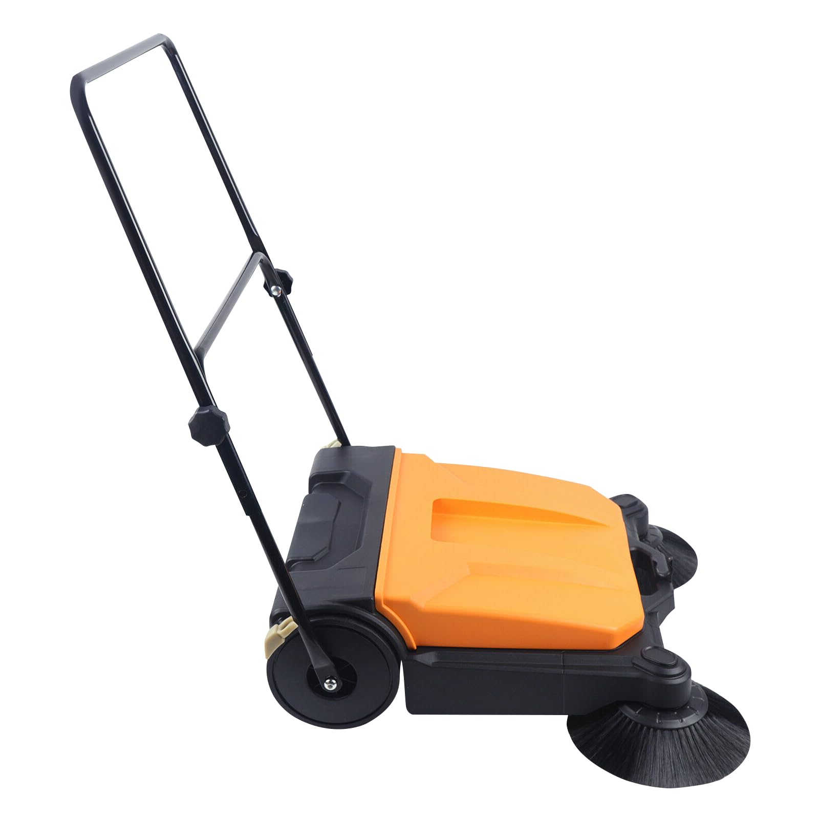 26 Inch Walk-Behind Hand Push Floor Sweeper, Industrial Manual Push Sweeper, Commercial Sweeper for Street Garden Warehouse Sweeping Cleaning, No Need to Charge