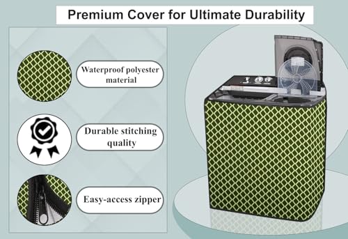 Image of Stylista Washing Machine Cover Compatible for GODREJ 6.8KG Semi-Automatic Top Loading WS Edge 680 CT, Check Military