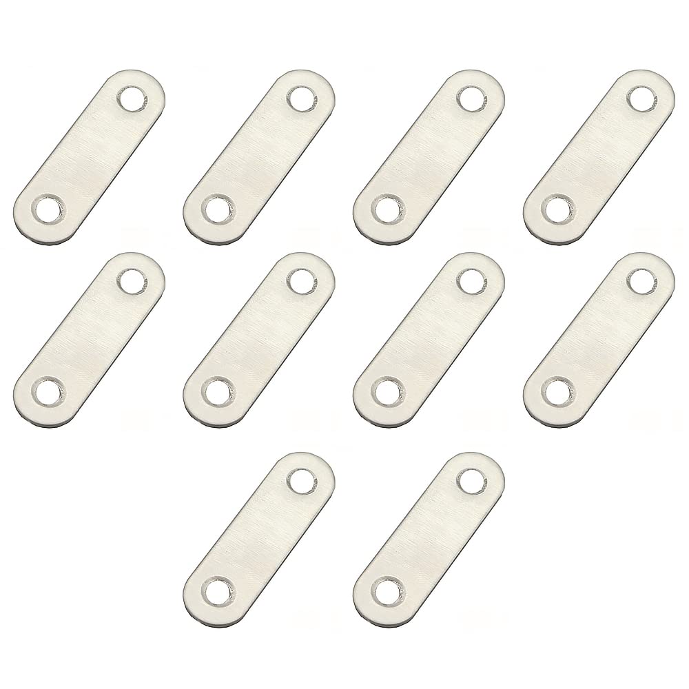 Vogueing Tool Stainless Steel Corner Brace, 10PCS Plate Flat Fixing Bracket Mending Joining Plates Repair Fixing Bracket(57mm)