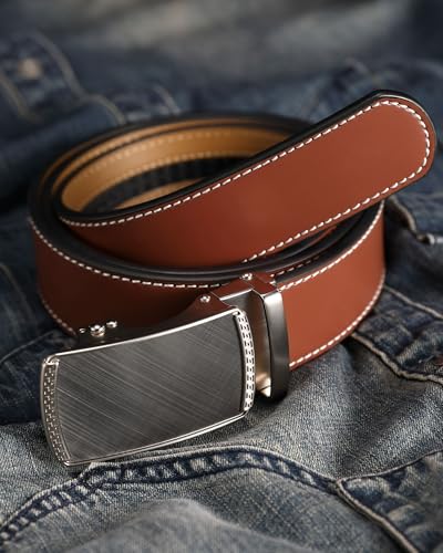 Image of CHAOREN Ratchet Belt Replacement Strap 1 3 /8 inch, Leather Belt Strap for 40MM Slide Click Buckle
