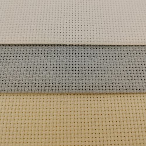 Image of KCS 3 pc of 12 inch x 18 inch 16CT Counted Cross Stitch Cotton Aida Cloth Fabric (White+Cream+Sea Foam)