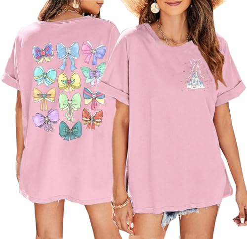 Magic Kingdom Shirts for Women Oversized Princess Castle Graphic Tees Family Holiday Vacation T-Shirt Cute Tops