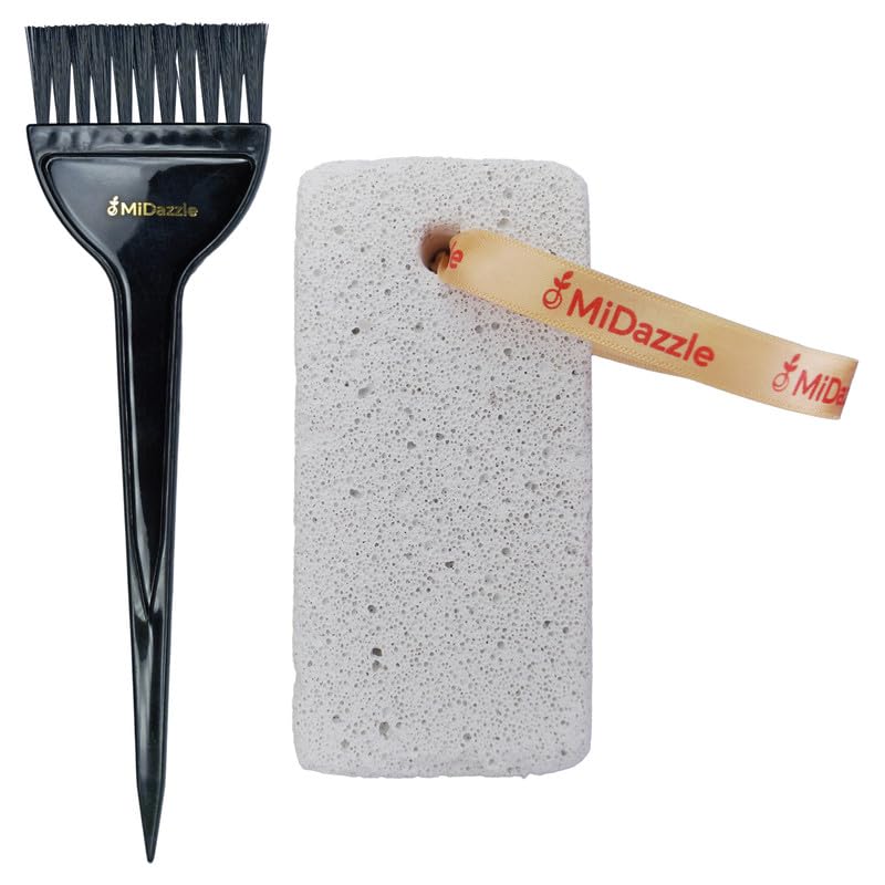 Image of Midazzle Large Hair Dye Brush With Pumice Stone (Leaf) - Set Of 2