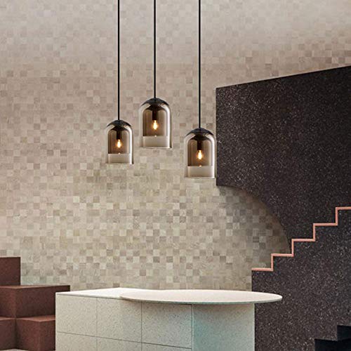 Lustre LED en fer forgé moderne et lampe suspendue en verre à tête unique - 7