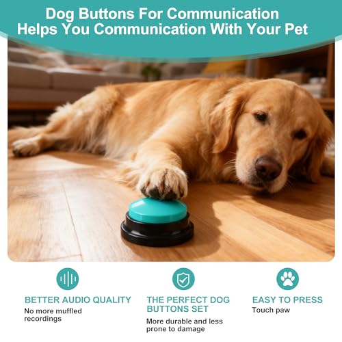 BUCOMTU Buzzer mit Aufnahmefunktion 6 Stück Buzzer Hund Intelligenzspielzeug mit 30 Sekunden Aufnahme Haustier Talking Training Antwort Buzzer für das Training von Haustieren