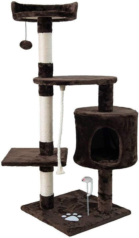 Dipet Cat Tree Furniture,Cat House, Kittens Climbing Tower, Dark Brown/Size:45"(H)