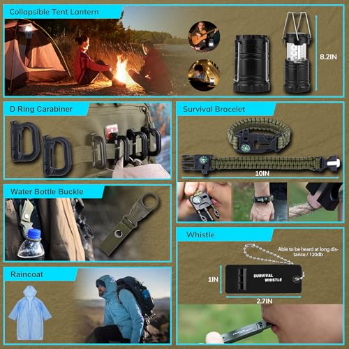 Survival Kit, Gifts for Christmas Men, Women, 251pcs Emergency Survival Gear and Supplies Equipment, First Aid Kit with Crossbody Bag, Camping Essentials for Earthquake, Hiking, Outdoor Adventure - Image 5