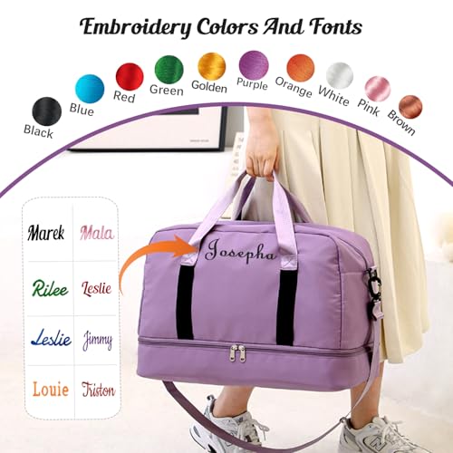Personalized Yoga Mat Bag, Customized Weekender Bags for Women with Embroidered Name, Stitch Duffle Bags for Girls Bridesmaid Proposal Bag Gym Bags4