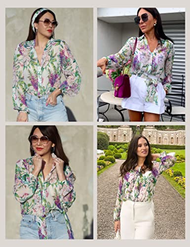 LilySilk X MIM Women's Floral 2 in 1 Silk Blouse Long Sleeve 100% Silk Shirt Tops for Ladies2