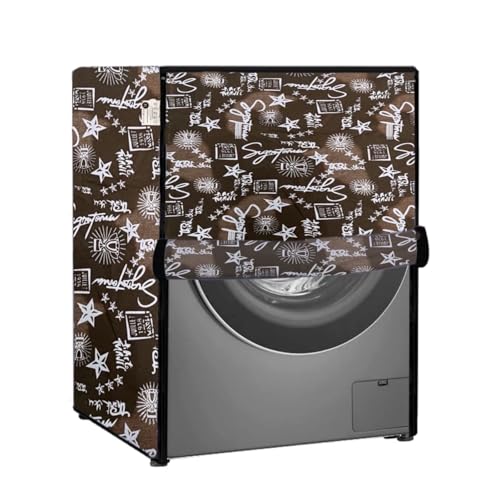 Image of Waterproof & Dustproof Top Front Load Washing Machine Cover for 6 kg 6.5 kg 7kg & 7.5 kg Compatible for IFB LG Samsung Whirlpool Bosch Haier (SIGNATURE COFFEE)