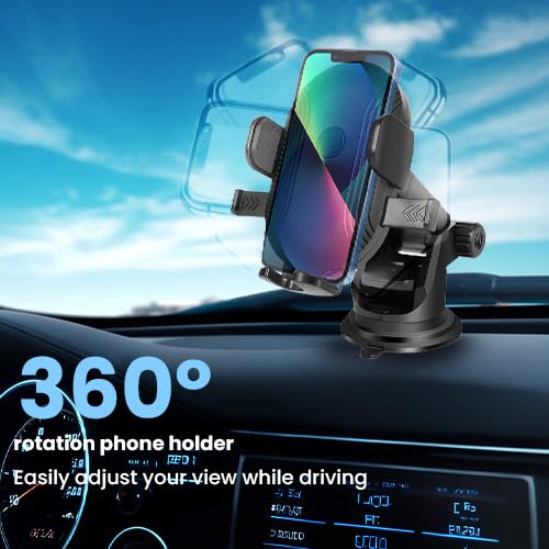 Image of MOOSH Universal Car Mount Holder Flexible Arm Mobile Stand with 360 Rotation, for Car Dashboard Windshield, Suction Cup Hands-Free Car Phone Stand, Automobile Cradles Universal (Black)