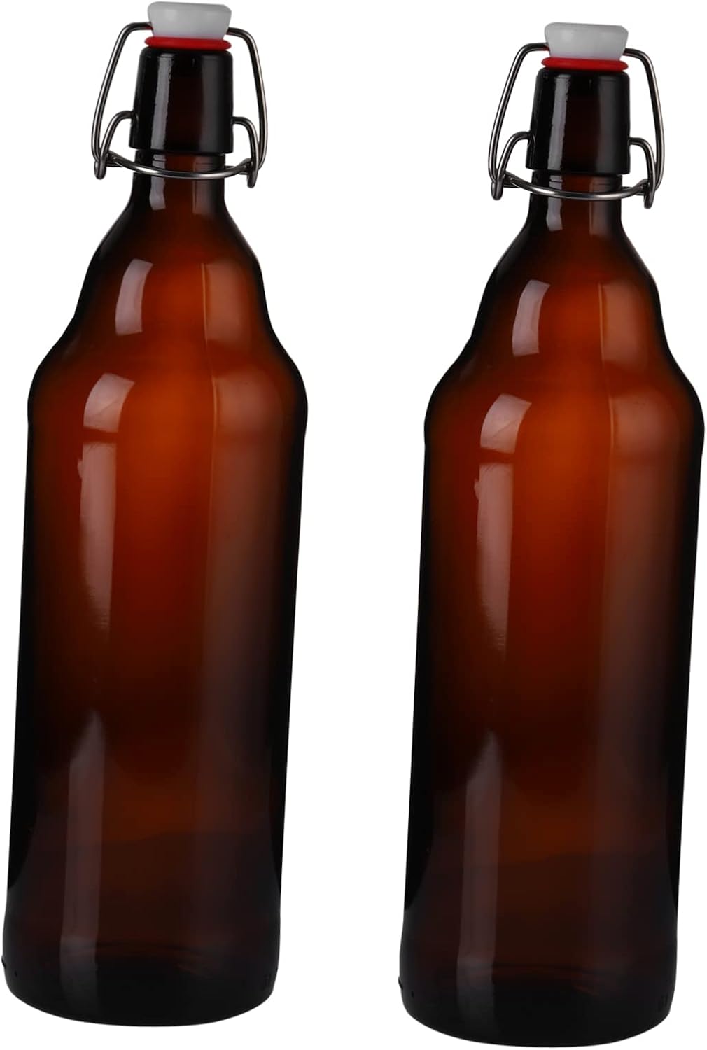 Ciieeo 2Pcs Practical Glass Beverage Bottles with Buckle Seal Beer Storage Containers for Cold Drinks Fruit Juice Milk and More Compact Design for Travel and Refrigerator