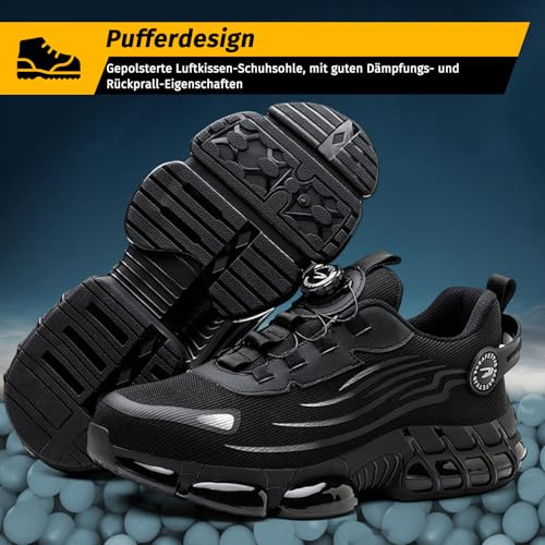 FOGOIN Sicherheitsschuhe Herren S3 Explorer 3.0 Sportliche Arbeitsschuhe Leicht Trends Drehknopf Anti-Smash und Anti-Punktur Arbeit Versicherung Schuhe Unisex